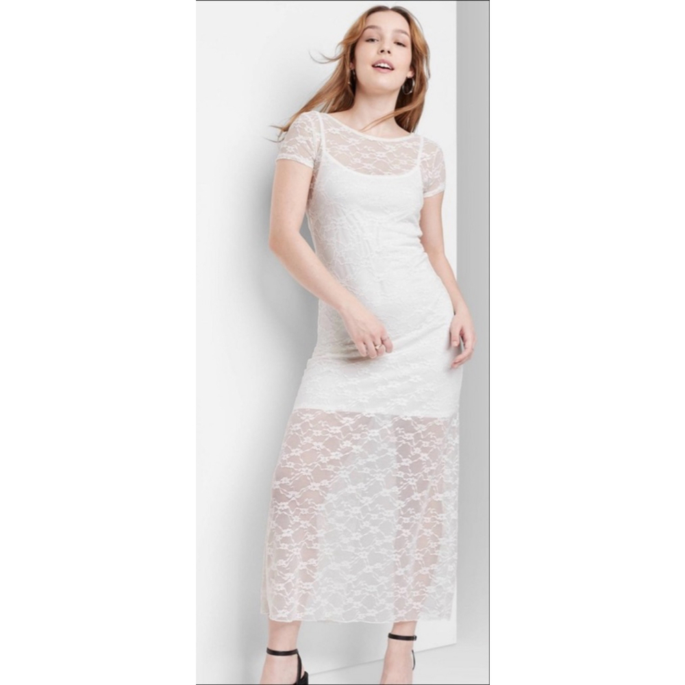 Women’s Short Sleeve Maxi Dress – Wild Fable™ White Lace | Size S | NWT